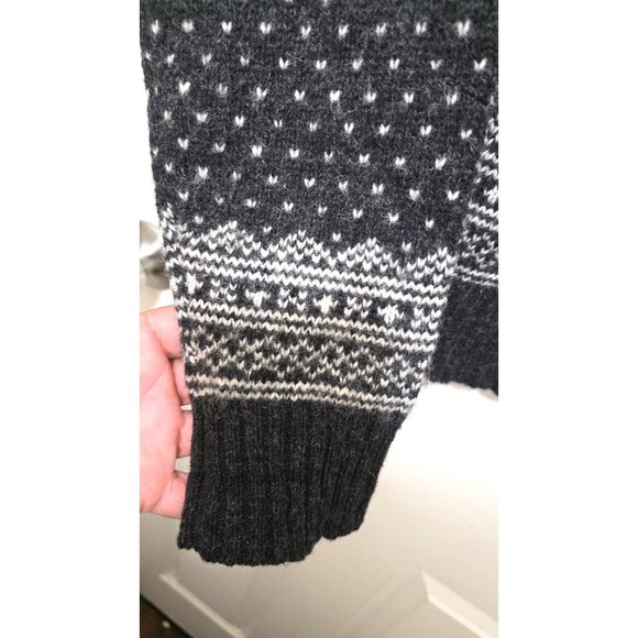 Gap Men's Nordic Pattern Half-Zip Wool Sweater Charcoal Gray & White Size M 100% - Picture 3 of 8